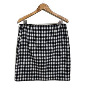 Talbots wool blend black and white checkered skirt sz 12 classic